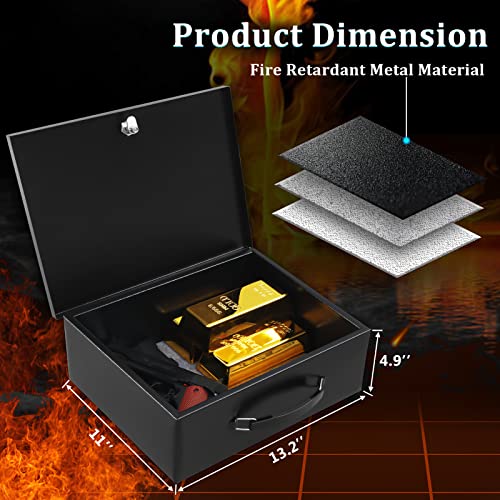 Dalmbox X-Large Fire Resistant Document Safe with Key - Black