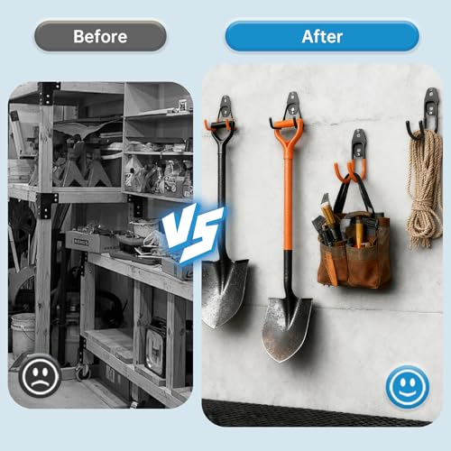 GeeWatom Black 2 Pack Garage Wall Mount Utility Hooks for Tools & Garden Equipment