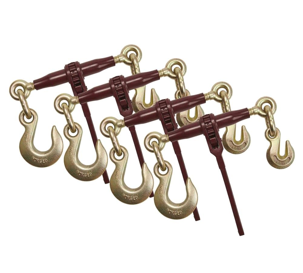 Mytee Products (4 Pack) PRO Heavy Duty Chain Specialty Binder Ratchet Style 3/8"-1/2" Grab Hook & 5/8" Slip Hook, 12,000 lbs WLL