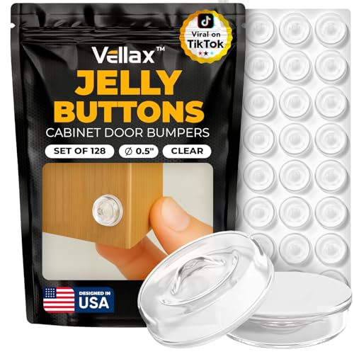 Vellax 128-Pack Clear Silicone Bumper Pads Self-Adhesive Sound Dampening