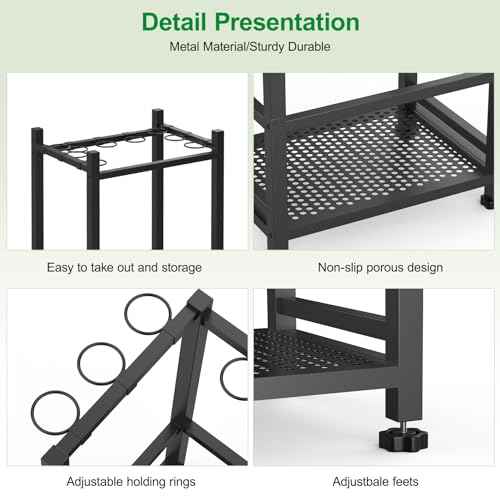 Dirza Garden Tool Organizer,Yard Tool Organizer for Garage Organization and Storage,Garden Tool Rack with 9 Loops for Garage, Shed, Outdoor,Easy Take Out and Storage,Will NOT tip over