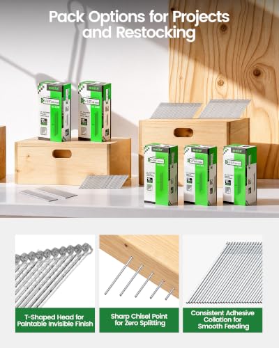 Meite 15 Gauge Angled Finish Nails 2 Inch 34 Degree Galvanized, 2000PCS - Compatible with Most Nailers