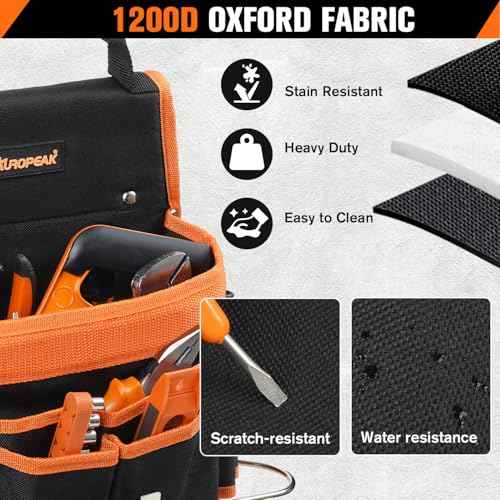 Tool Belt Pouches, 22 Pockets Electrician Tool Pouch with Hammer Loops and Tape Clip, Detachable & Adjustable Single Side Belt Tool Pouch for HVAC Craftsman Contractor Electricians Carpenter