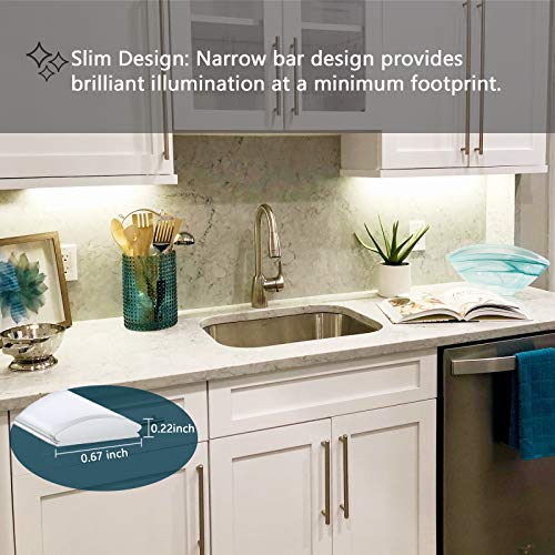 JUSJUBR 12-Inch Cold White Plug-in LED Under Cabinet Light with Memory, Dimmable Slim Workbench