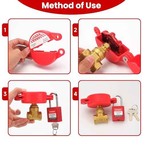 Gate Valve Lockout with Safety Padlock, Hose Bib Lock for Water Spigot/Outdoor Water Faucet/Propane Tank, Suited for 1 to 2-1/2 in Dia Valve Handles, OSHA Compliant(1 Pack)