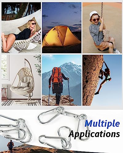 One Size Small Stainless Steel Carabiner Clips 30pcs Heavy Duty Locking Snap Hooks