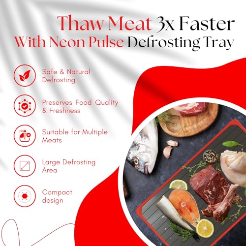 Large Defrosting Tray for Frozen Meat with Silicone Rings – Aluminum Thaw Plate, Non-Slip Feet