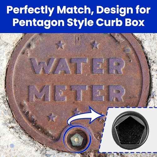 Enhon Curb Box Wrench for Pentagon Curb Boxes, Water Meter Wrench for Penta Socket, T Handle Penta Tool, Water Valve Shut Off Tool (1 Pack,Black)