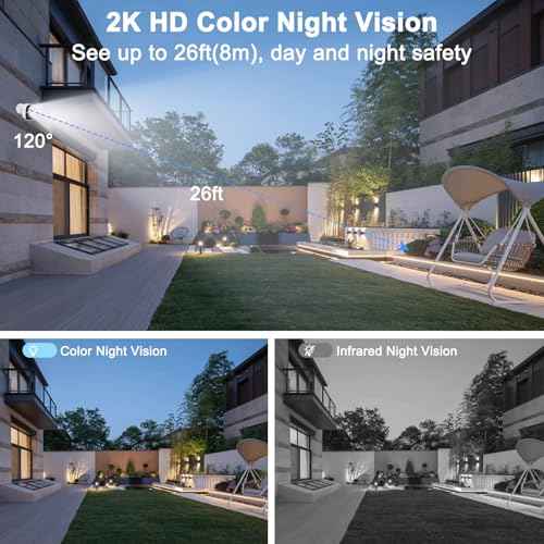 Security Cameras Wireless Outdoor, 2K Battery Powered WiFi Cameras for Home Security with AI Motion Detection, Color Night Vision, Spotlight, Siren, Waterproof, SD/Cloud Storage