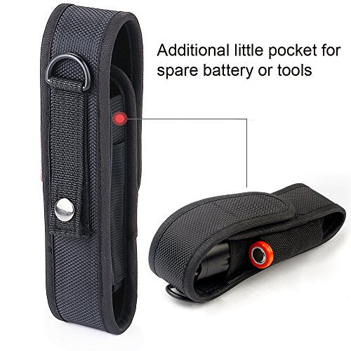 Moobibear 2-Pack Nylon Flashlight Holster for Duty Belt, Adjustable Small Heavy Duty Belt Flashlight Holder for 5"-6.5" High Flashlight, Carry Your Tac Flashlight on Belt with Flashlight Pouch