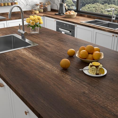 Stickyart Thick Teak Wood Contact Paper Wood Wallpaper Peel and Stick Textured Wood Grain Contact Paper for Cabinets and Drawers Vintage Premium Wallpaper for Furniture Removable Vinyl Wood 12"x80"