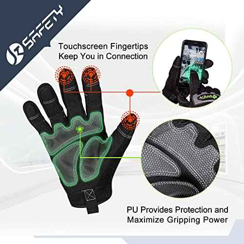 JKSafety High Performance Utility Work Gloves, all Purposes Mechanical Gloves, Guantes de Trabajo, for men and women, safety utility for works (G228-Black L)