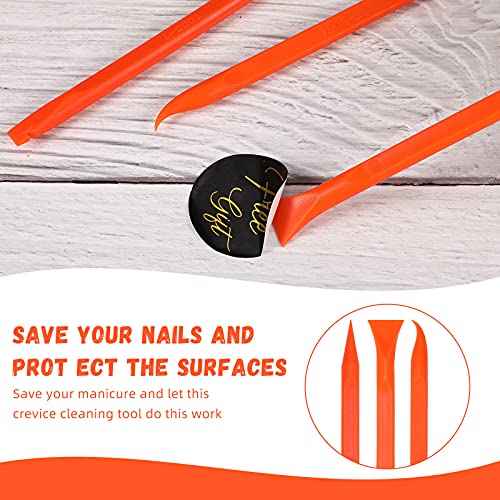 Minatee 18 Pieces Non-scratch Plastic Scraper Tool Multi-purpose Carbon Fiber Pen-shaped Plastic Scraper for Cleaning Small and Narrow Space(Orange)