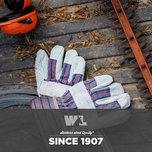 Wells Lamont 2 Pair Pack Men's Leather Work Gloves with Heavy Duty Reinforced Palms, Large (4006N-WNW), Grey