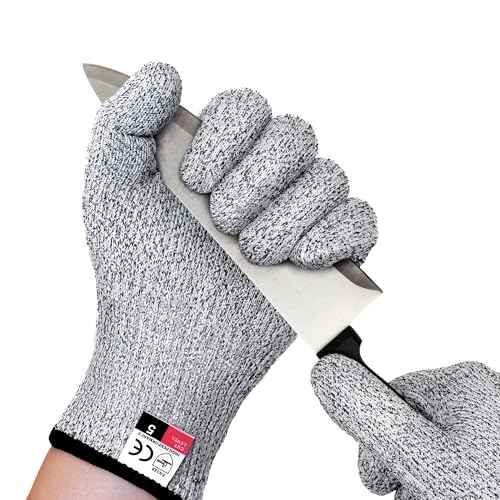 ZEEGO Level 5 Cut Resistant Gloves for Kitchen & Meat Processing, Machine Washable, Food Grade, Ambidextrous, for Butcher, Oyster Shucking, Outdoor Use (Size L)