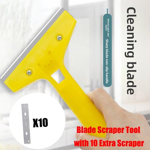 4" Wide Extendable Razor Blade Scraper Tool with 10 Extra Scraper Blades Paint Cleaning Tool, Floor, Razor, Glass Window