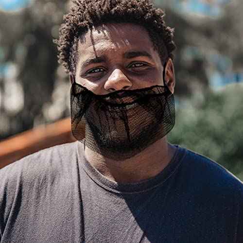 100PCS Beard Nets Disposable Nylon Protective Beard Covers with Single Loop for Men Food Service Safe Clean Work Environment(Black+Brown)