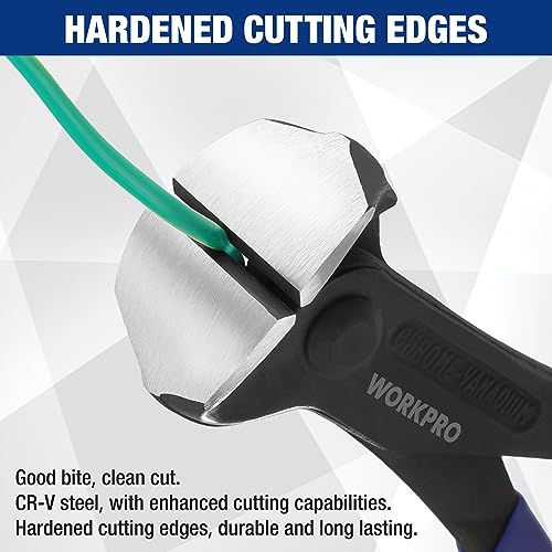 WORKPRO 7 Inch Nail Puller, End Cutting Pliers - Black Finish Chrome Vanadium Steel, High Leverage End Cutting Nipper, Carpenters Pincers, End Snips for Pulling Nails or Cutting Wires