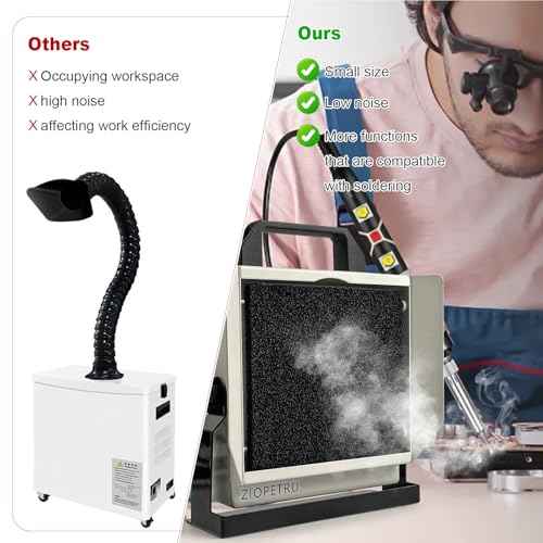 Solder Smoke Absorber, Multifunctional Solder Fume Extractor, Solder Fan with Tiltable Bracket, Fume Extractor Soldering, with 2 PCS Work Aid Clips Suitable for Soldering