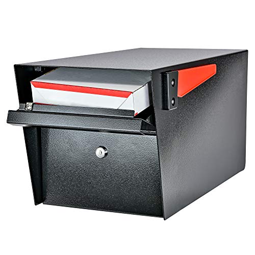 Mail Boss Black Locking Post Mount Mailbox USPS Approved Secure Mailbox