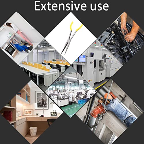 11 Inch Long Reach Long Nose Pliers | Designed for Mechanics, Technicians, and Contractors | Work with Delicate or Difficult-to-Reach Pieces | Milled-Jaws | Steel ¡°45 Degree Bent Nose Plier