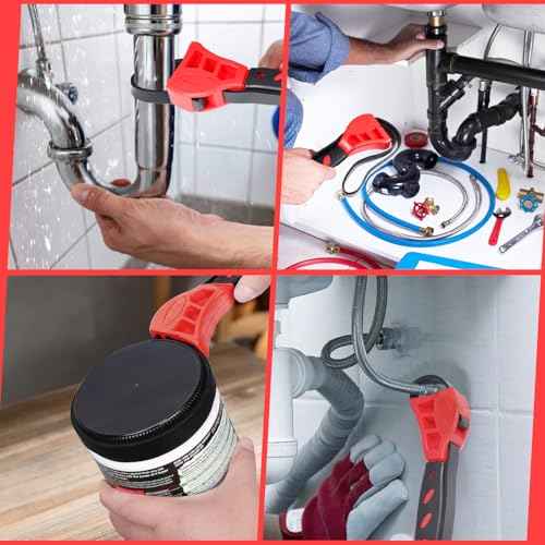 Utoolmart 2-Pack Strap Wrench Set, Rubber Strap Adjustable Wrench, Oil Filter Wrench Set, Jar Opener, Pipe Wrench, Water Filter Wrench, 24" and 20" Length Reinforced Rubber Belt (Red)