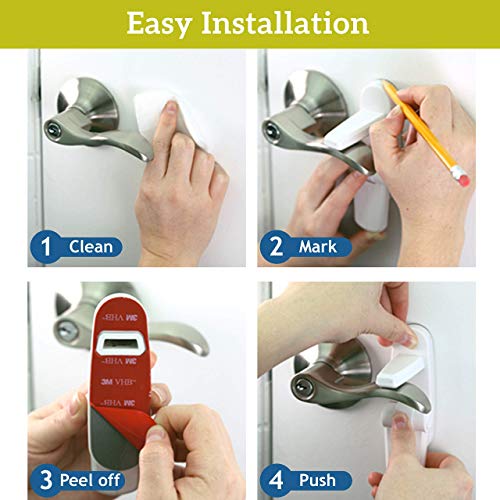 White Baby Proof Door Lever Lock 2 Pack - Toddler Safety & Easy One-Hand Operation