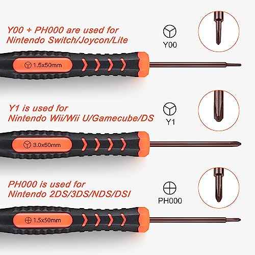 JOREST Screwdriver Kit for Switch, 6Pcs Repair Set with Triwing Y00,Y1,Phillips PH000, Tweezers, Crowbar, Triangle Pry, for Switch Lite, Joycon Controller, Wii, Gameboy Advance SP, Gamecube