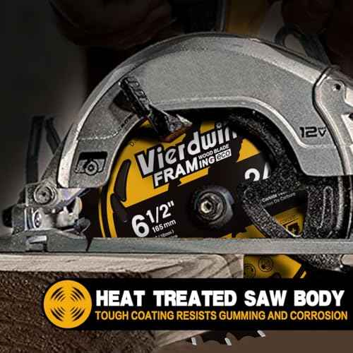 6-1/2 Inch 24-Teeth(1PC) Circular Saw Blade with 5/8'' Arbor, High-Density Carbide Teeth for Wood, Plywood, OSB & More