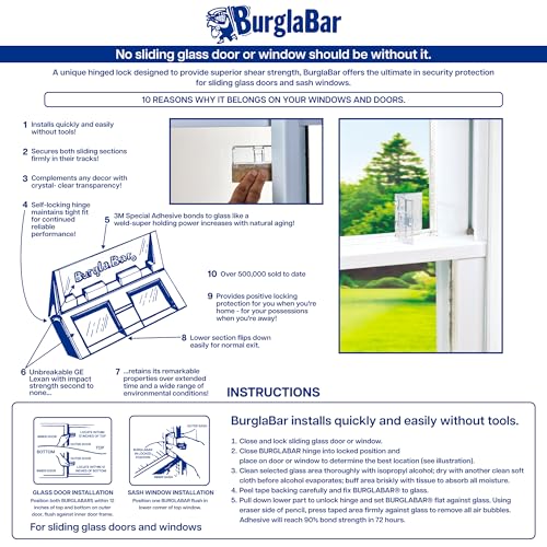 BurglaBar 2-Pack Sliding Glass Door Security Bar - Easy Install Home Safety