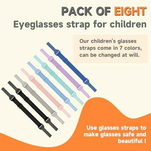 Kids Glasses Straps - 8 Pieces Adjustable Eyeglass Fixing Glass Straps for Mens, Womens Eyeglasses, Kids, Sunglasses (5-8 inch Small)