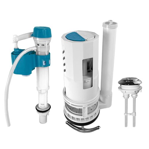 NANABIMIC 3 Inch Top Dual Flush Valve Repair Kit for One Piece Toilet (10"-13" Tank Height) - Fits 3.2"-3.6" Drain Holes | Includes 3 Inch Flush Valve, 2.2" Thread Push Button, Fill Valve