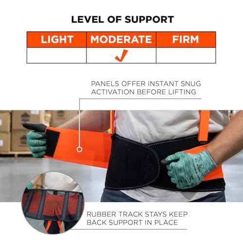 Ergodyne ProFlex 100HV Back Support Brace, High Visibility Support Belt, 8" Spandex Material, Removeable Straps