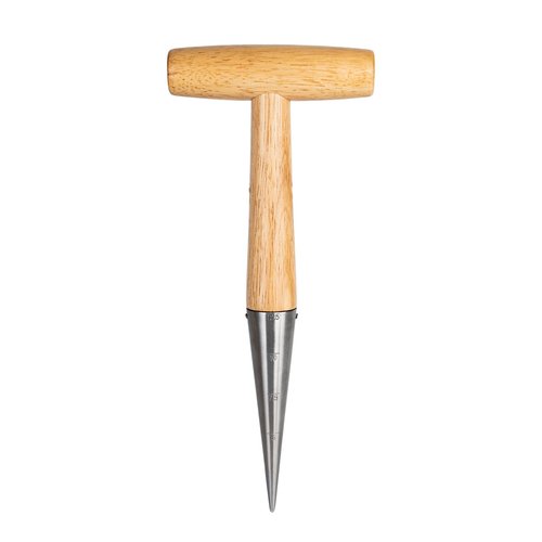 FLORA GUARD Hand Dibber Garden Tool, Seed Planter Tool with Wood Handle for Sowing Seed - 5" Seed Dispenser for Planting Steel Garden Dibber, Transplanting Plants,Planting Bulb,Digging
