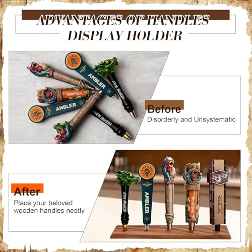 Beer Tap Handle Display Stand – Holds 5 Handles, Walnut Wood Tabletop Holder