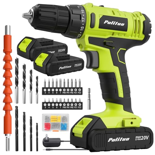 20V Green Cordless Drill/Driver Kit with 2 Batteries, 30Nm Torque, 21+1 Settings