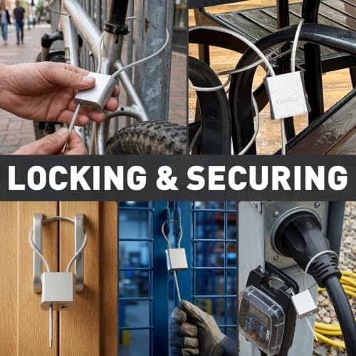Kabinge Silver Adjustable Cable Lock 1.15ft (0.35m) with 3 Keys - Versatile Security