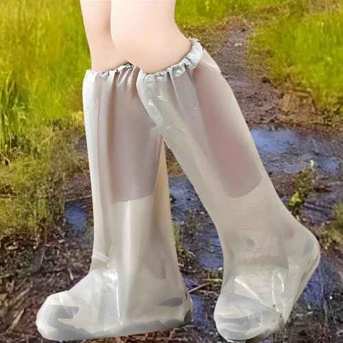 5 Pairs Waterproof Shoe Covers for Rain,Boot Covers Disposable Shoe Covers for Men and Women Rain Outdoor Indoors Overshoes, Non-Slip Outdoor Waterproof Shoe Boot Protectors (Grey-10Pcs, Adult)