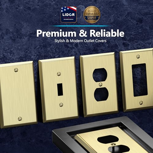 LIDER Brushed Brass 2-Gang Metal Wall Plate for Toggle Switches - Mid-Size