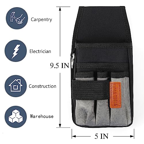 VIDAR TOOLS 5-Inch Small Tool Pouch with Belt Clip, 5 Pockets, Heavy-Duty Organizer for Electrician & Work Belt
