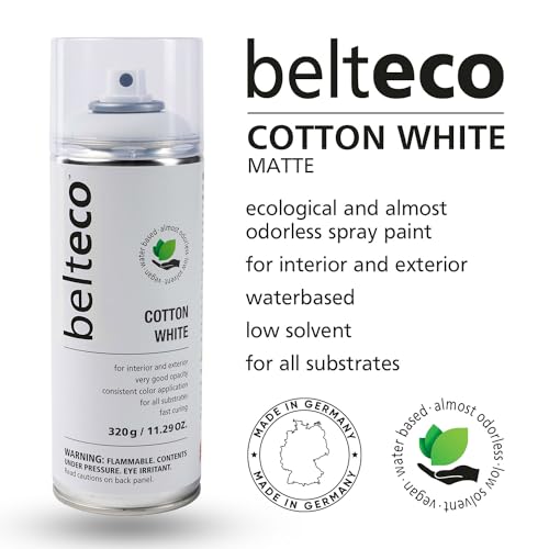 BELTECO Water-Based White Matte Spray Paint 11.29oz – Eco-Friendly, Odorless, Indoor & Outdoor Use