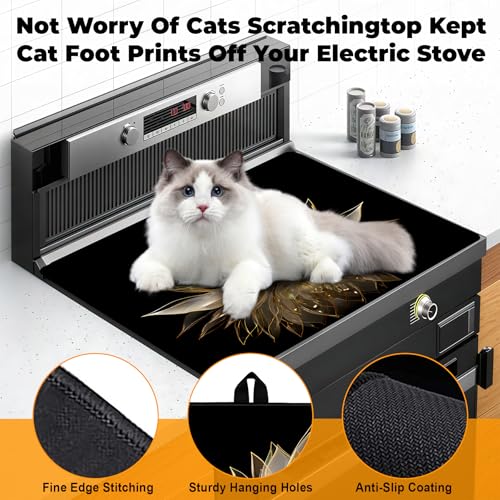 BSFHH 30" x 21" Silicone Glass Stove Top Cover - Lotus Anti-Slip Protect Mat, Heat-Resistant