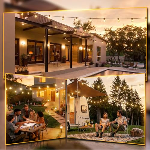 addlon 50FT Waterproof Dimmable Outdoor String Lights with 16 Shatterproof LEDs