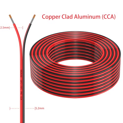 30FT 18 Gauge Electrical Wire Kit - Red & Black Low Voltage CCA Copper Clad Aluminum for Car, LED, Lighting