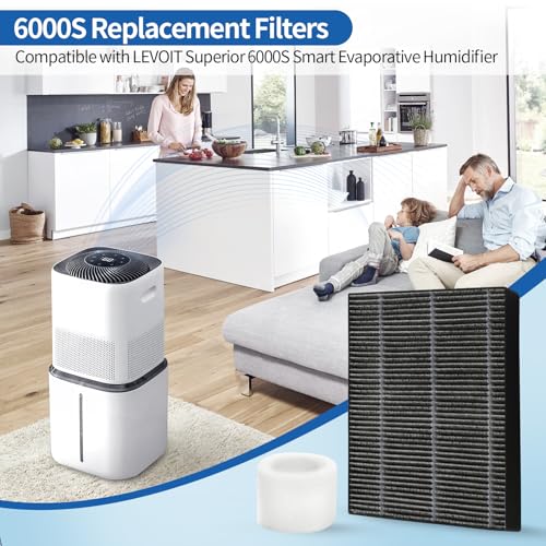 Gazeer 8-Pack Premium LEVOIT Superior 6000S Humidifier Filters + 4 White Sponge Filters (Gray)