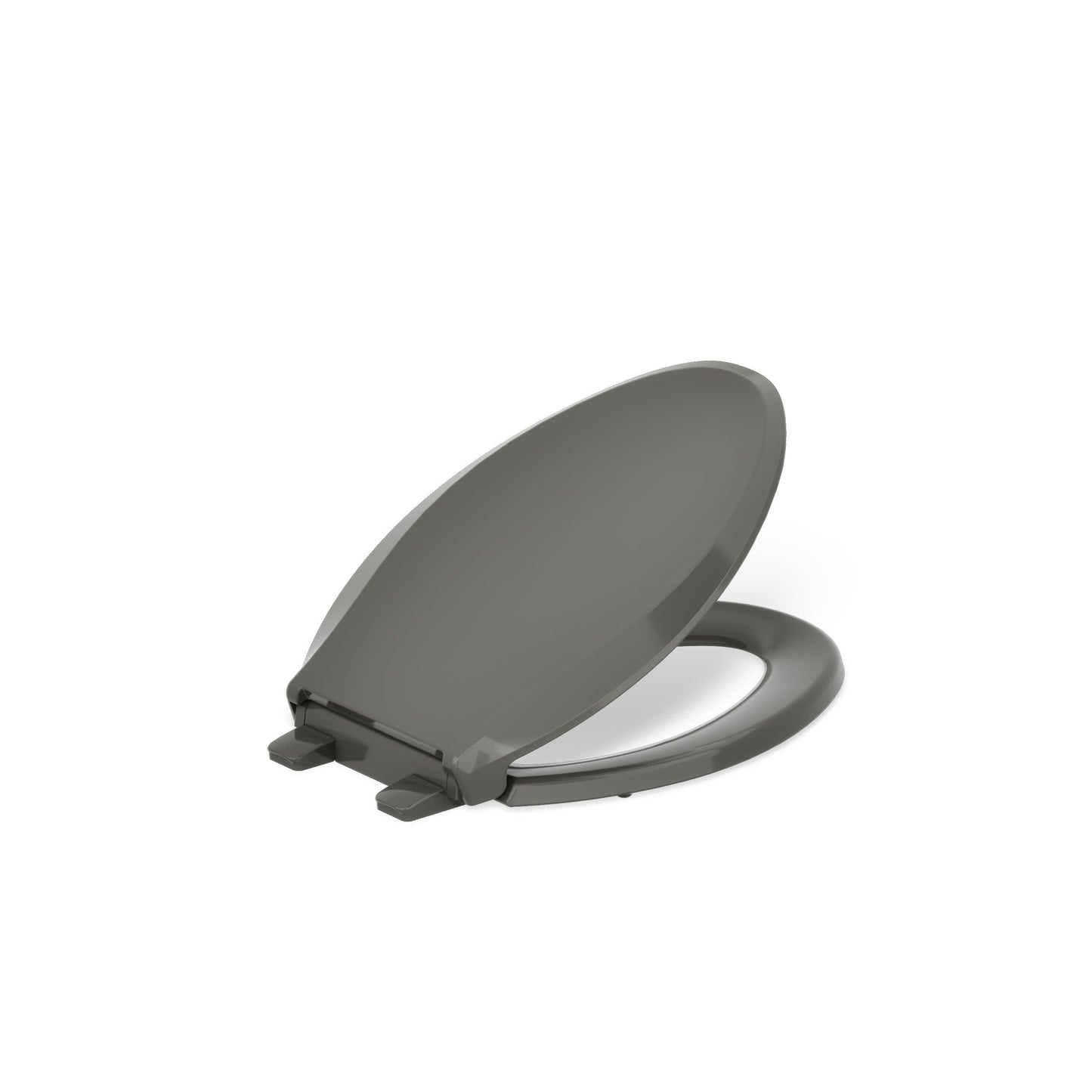 KOHLER 4636-RL-58 Cachet ReadyLatch Elongated Toilet Seat Slow Close, Soft Close Toilet Seat Quiet Lid, Contoured Grip-Tight Bumpers Installation Hardware, Aparment Essentials, Thunder Gray
