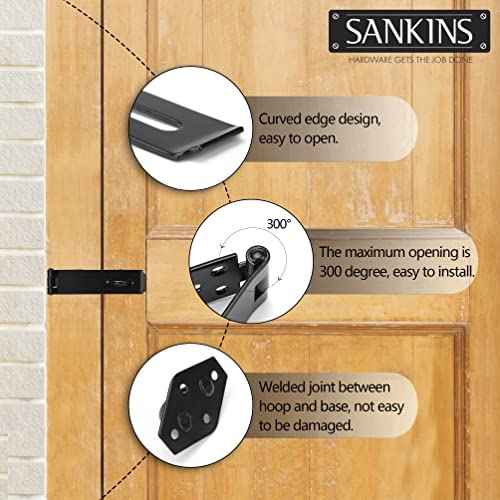 7-1/2" Heavy Duty Door Lock Hasp Latch, 1/8" Thicker Iron Gate Hasp Latches Safety Packlock Clasp Locking with Lengthen Screws for Outdoor Doors, Gates, Shed, Drawers, Cabinets, Black