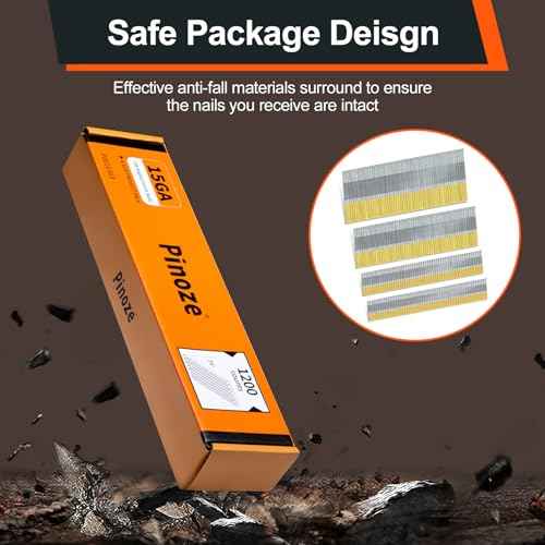 15 Gauge DA Angled Finish Nails, 34-Degree, 1200-Pack (2-1/2", 2", 1-1/2", 1-1/4" 300 Per Sizes), Galvanized Assorted Size Project Pack, for Pneumatic, Electric Angled Finish Nailer Gun