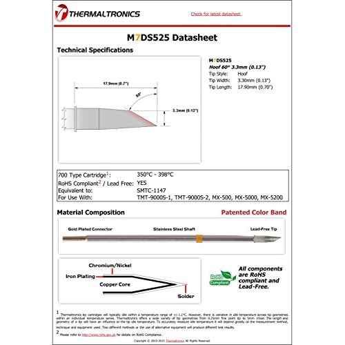 Thermaltronics M7DS525 Hoof 60deg 3.3mm (0.13in) interchangeable for Metcal SMTC-1147