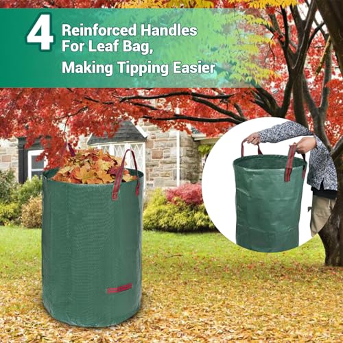 Heavy-Duty Garden Rake Set with Adjustable Handle & Leaf Bag - 73 Inch